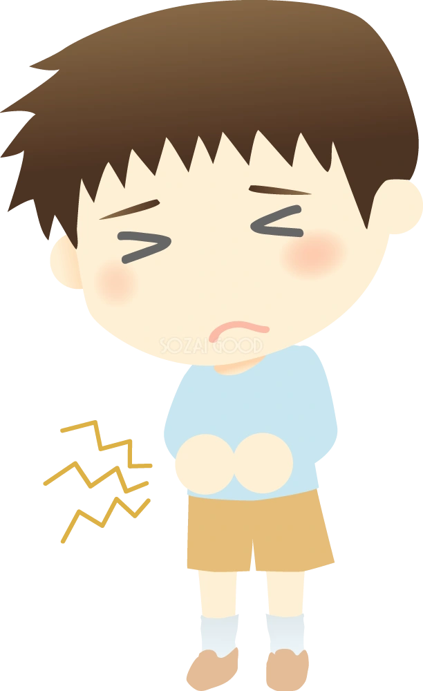 腹痛・食中毒の男の子の無料イラスト26434