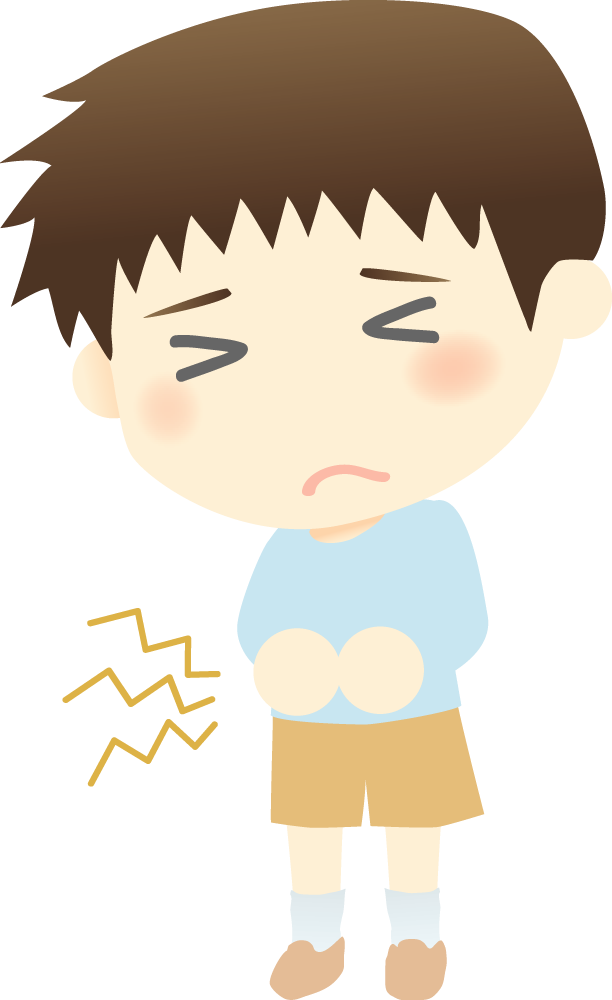腹痛・食中毒の男の子の無料イラスト26434に写真・文字を入れる