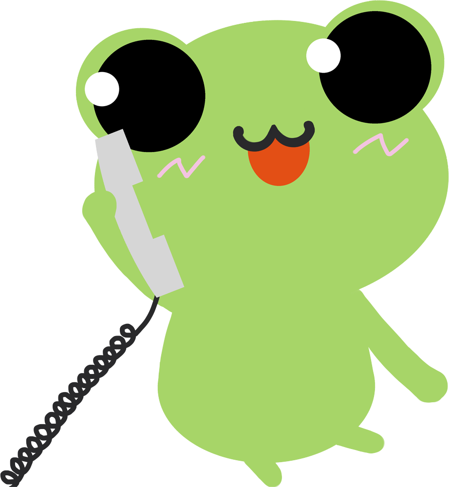 カエル イラスト【受話器を持ち電話する編】 無料イラストに写真・文字を入れる