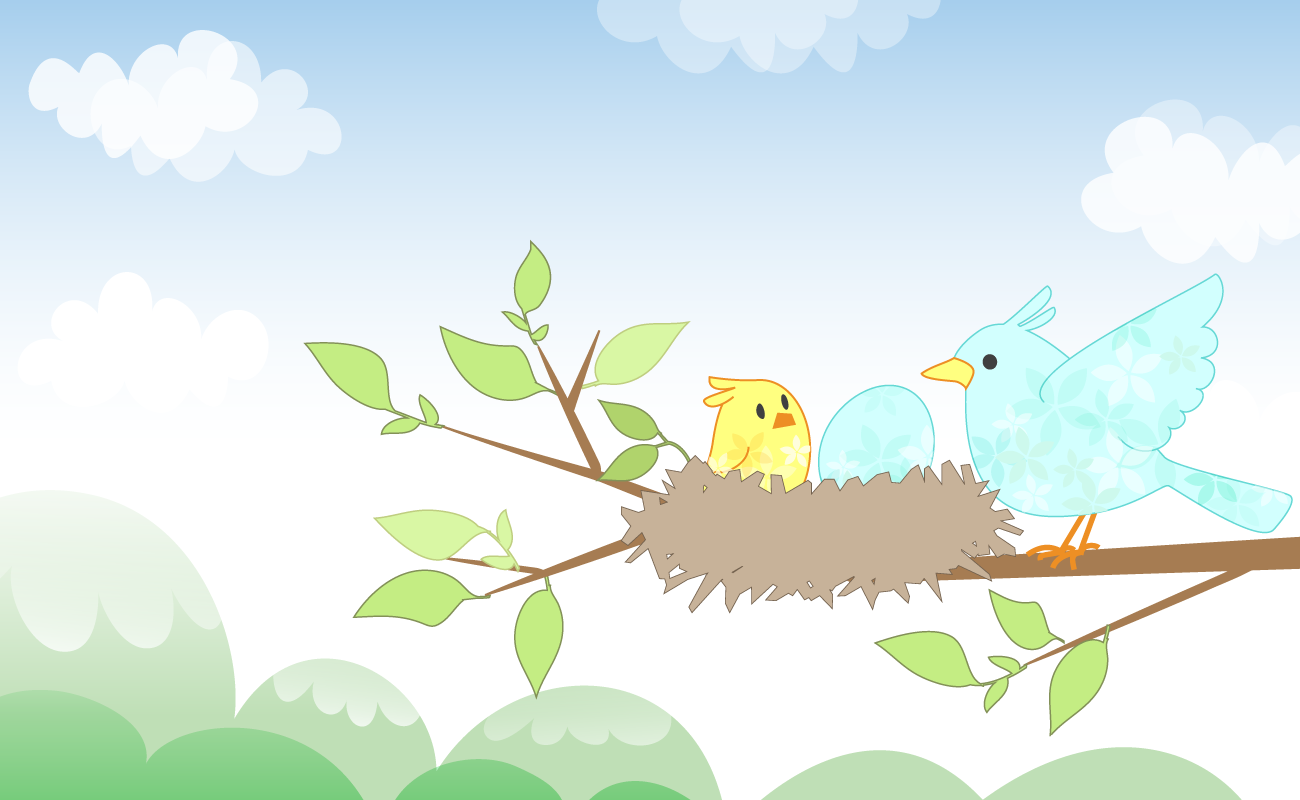 鳥 青空 無料背景イラストに写真・文字を入れる