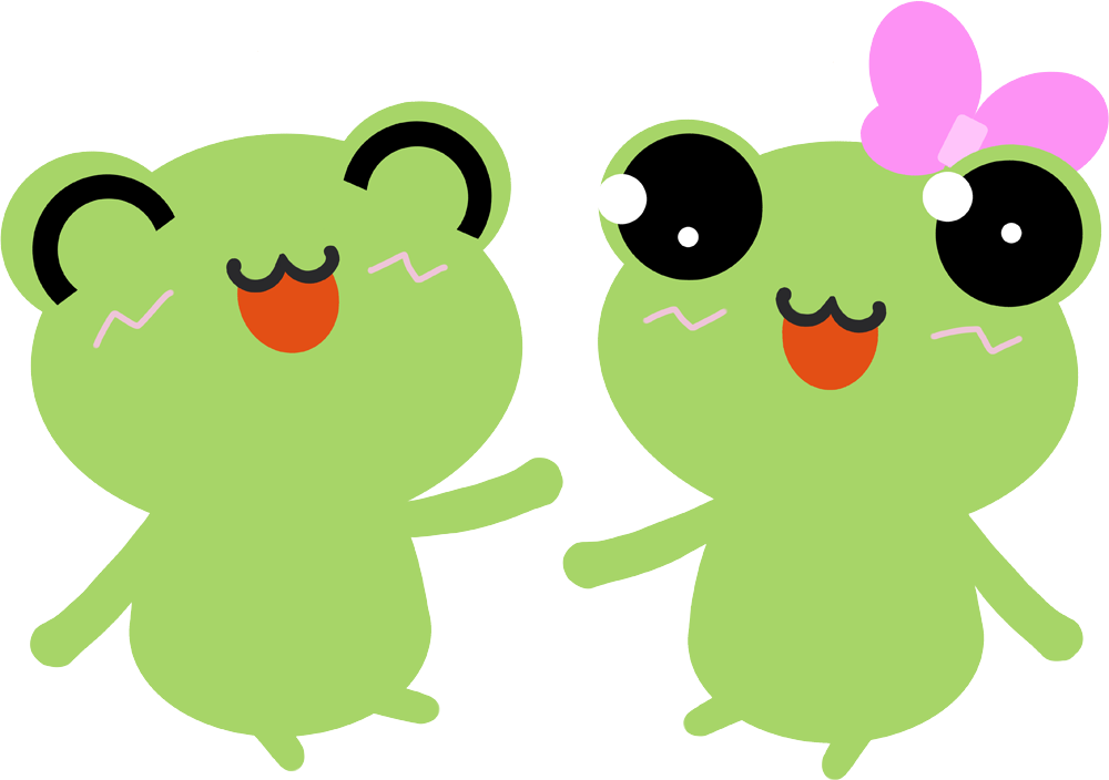 カエル イラスト【笑顔で仲良く会話する編】 無料イラストに写真・文字を入れる