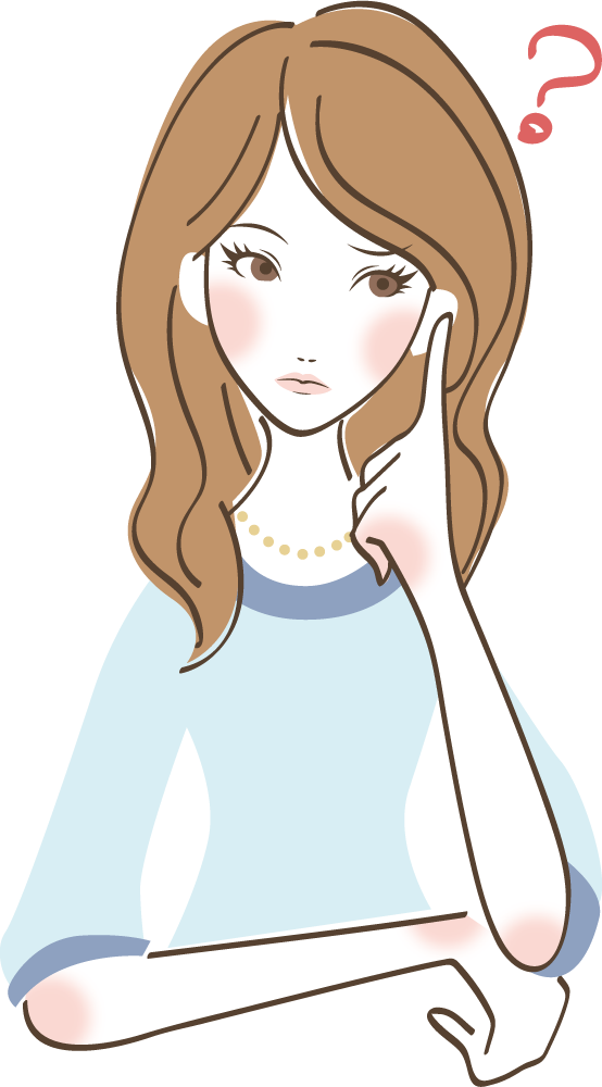 考える ポーズ 女性無料イラストに写真・文字を入れる