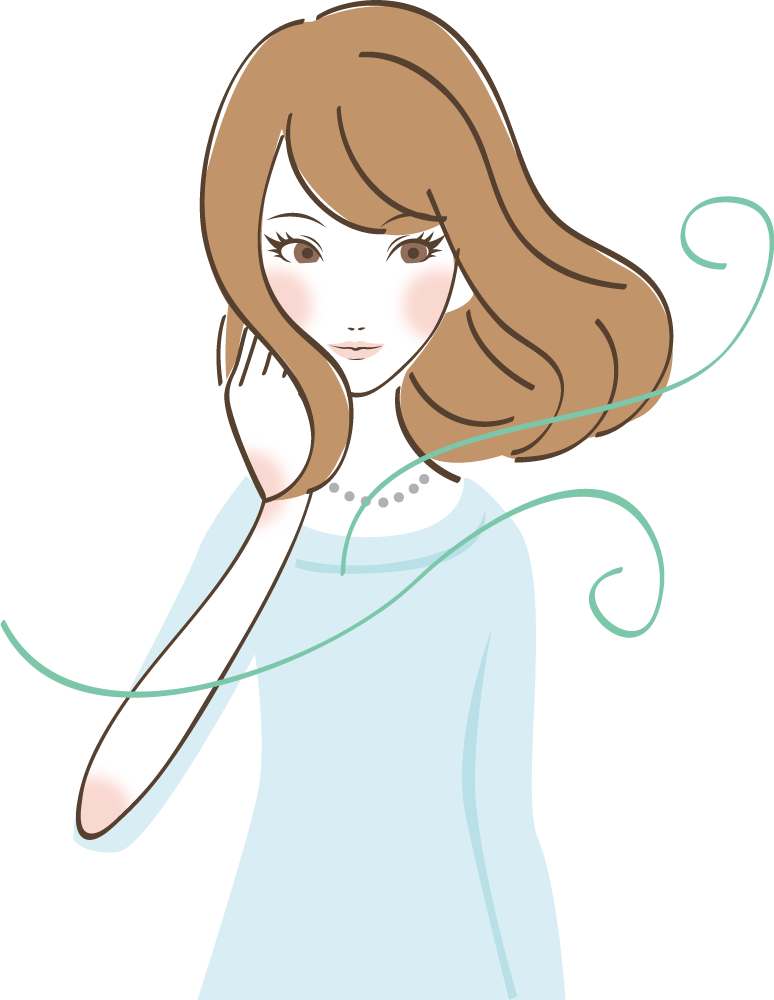 髪なびく ポーズ 女性無料イラストに写真・文字を入れる