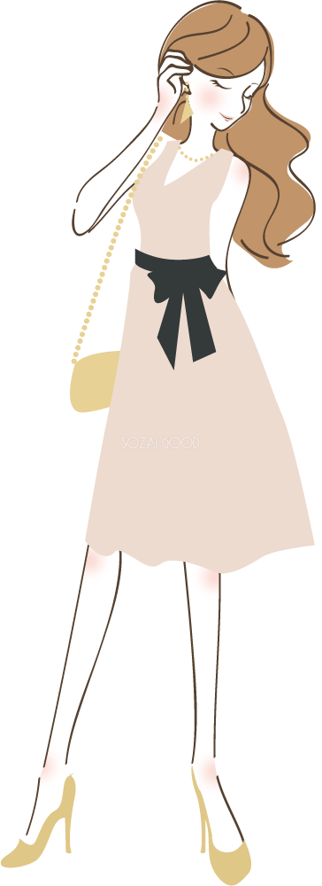 ゴージャス ファッション 女性無料イラスト