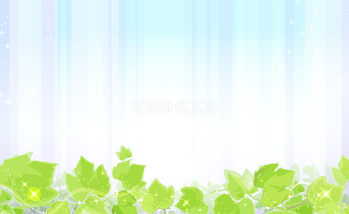 みずみずしい葉と涼しい夏の空の無料背景(青 ブルー)イラスト29479