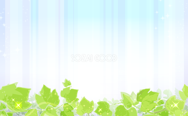 みずみずしい葉と涼しい夏の空の無料背景 青 ブルー イラスト29479