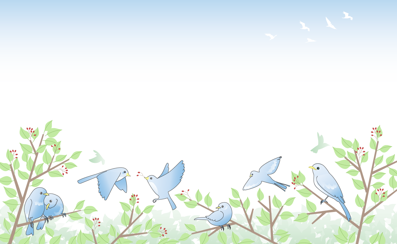 木々と鳥達の綺麗な無料背景イラスト29512に写真・文字を入れる