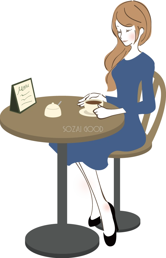コーヒータイム女性 無料イラスト01 | 素材Good