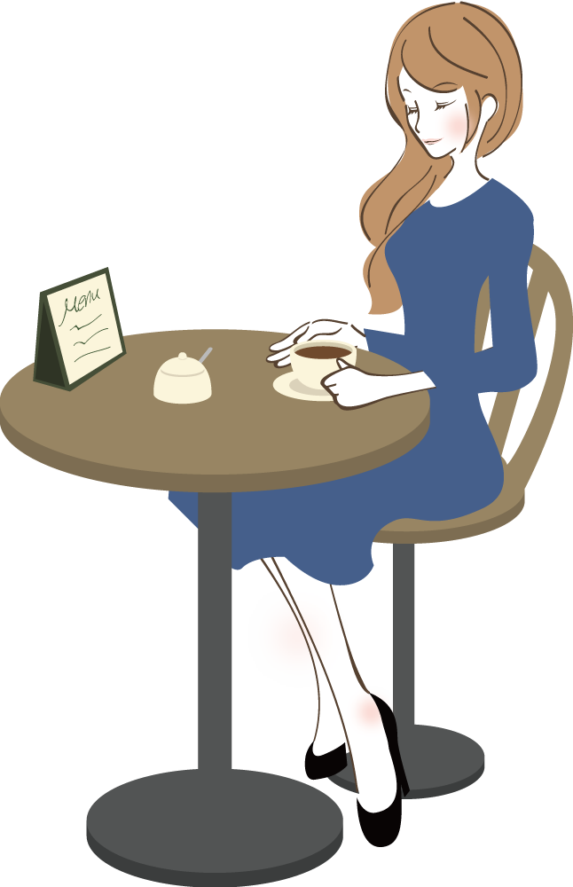 コーヒータイム女性 無料イラスト01に写真・文字を入れる