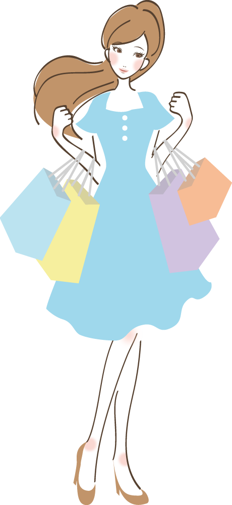 ショッピング女性 無料イラストに写真・文字を入れる