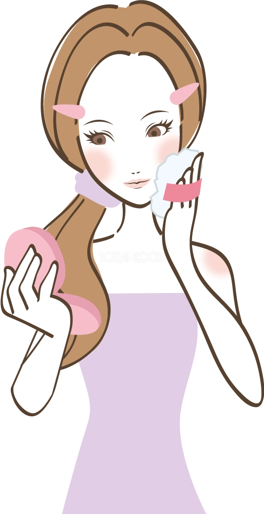 お化粧する女性 無料イラスト