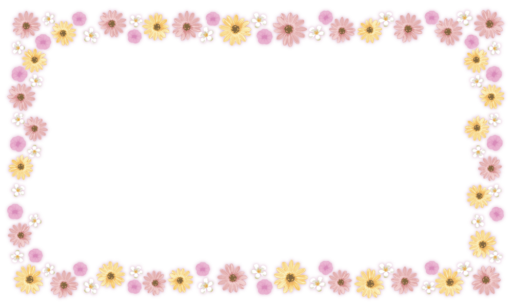 囲むパステル色のお花 フレーム素材 枠-囲み 243に写真・文字を入れる