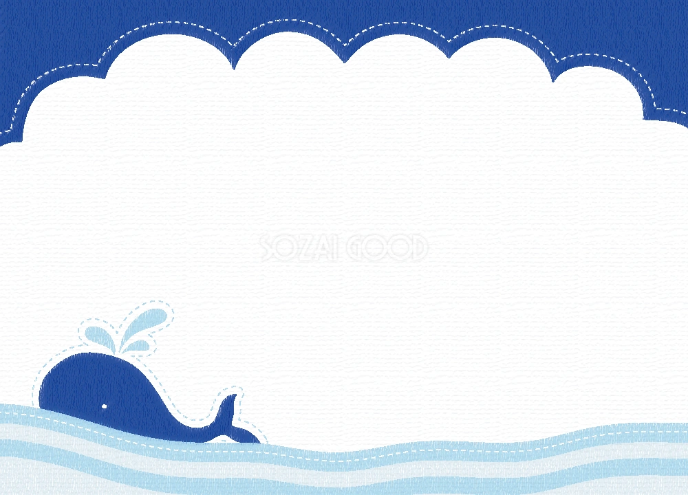 かわいい海波に浮くクジラポップな背景フレームイラスト無料フリー29847