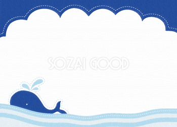 かわいい海波に浮くクジラポップな背景フレームイラスト無料フリー29847