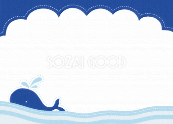 かわいい海波に浮くクジラポップな背景フレームイラスト無料フリー 素材good