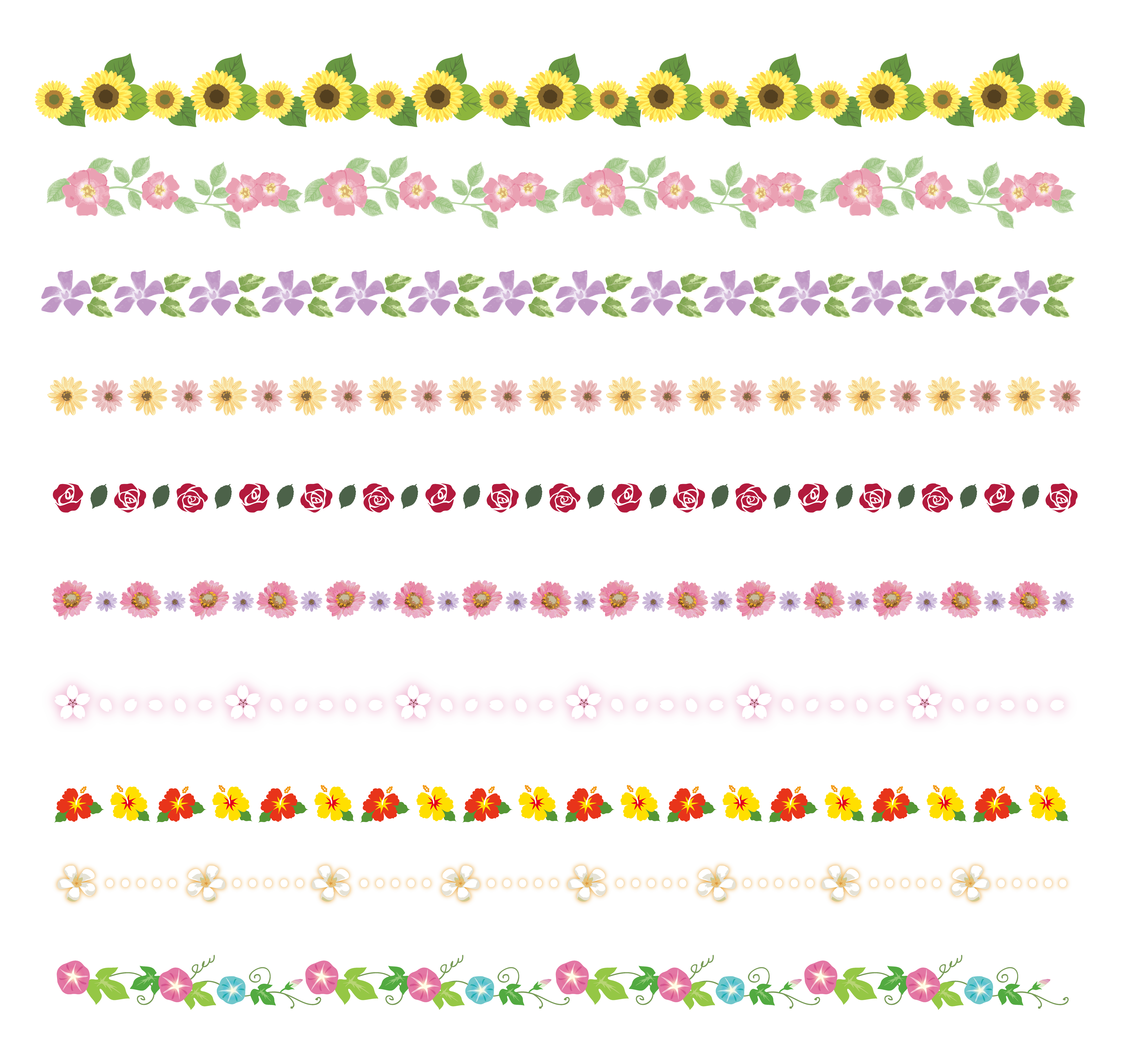 春〜夏のお花 ライン バー素材29856に写真・文字を入れる