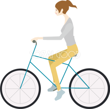 自転車ダイエット女性の無料イラスト