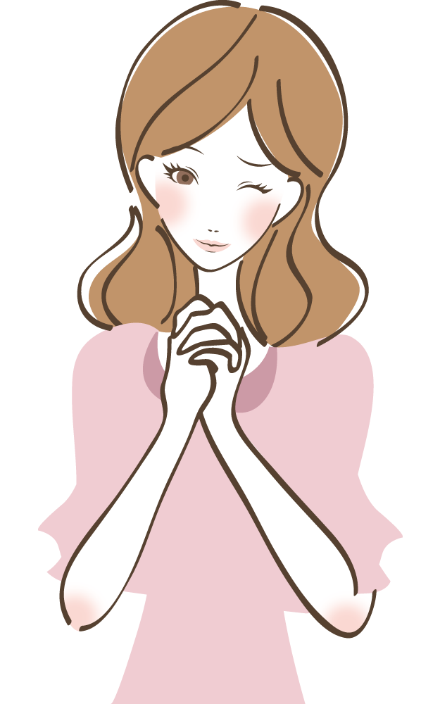 ポーズ（お願い） 女性無料イラストに写真・文字を入れる