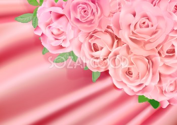 布とピンクのバラ 背景イラスト素材