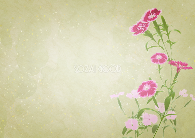 和紙に描かれた花の和風背景イラスト 素材good