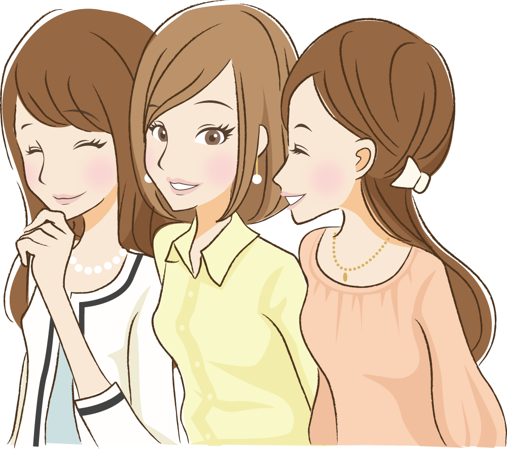 楽しそうな大人女子3人 無料イラストに写真・文字を入れる