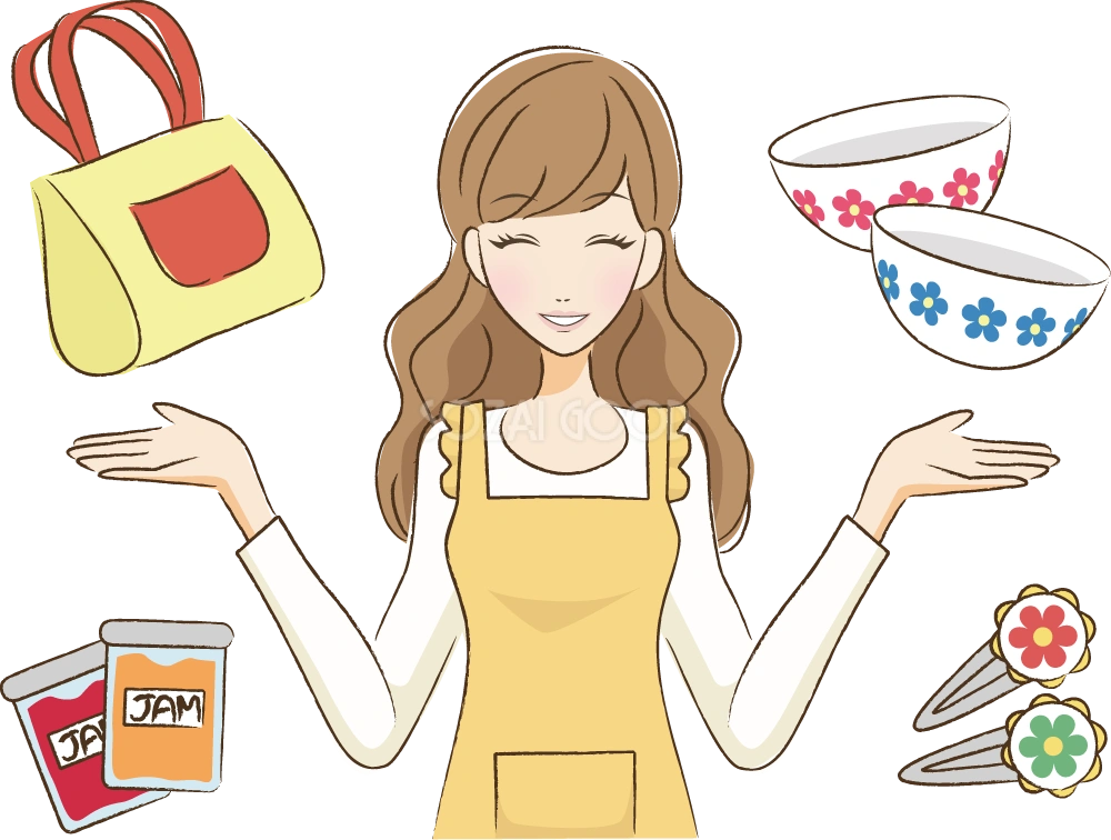 バザー女性 無料イラスト