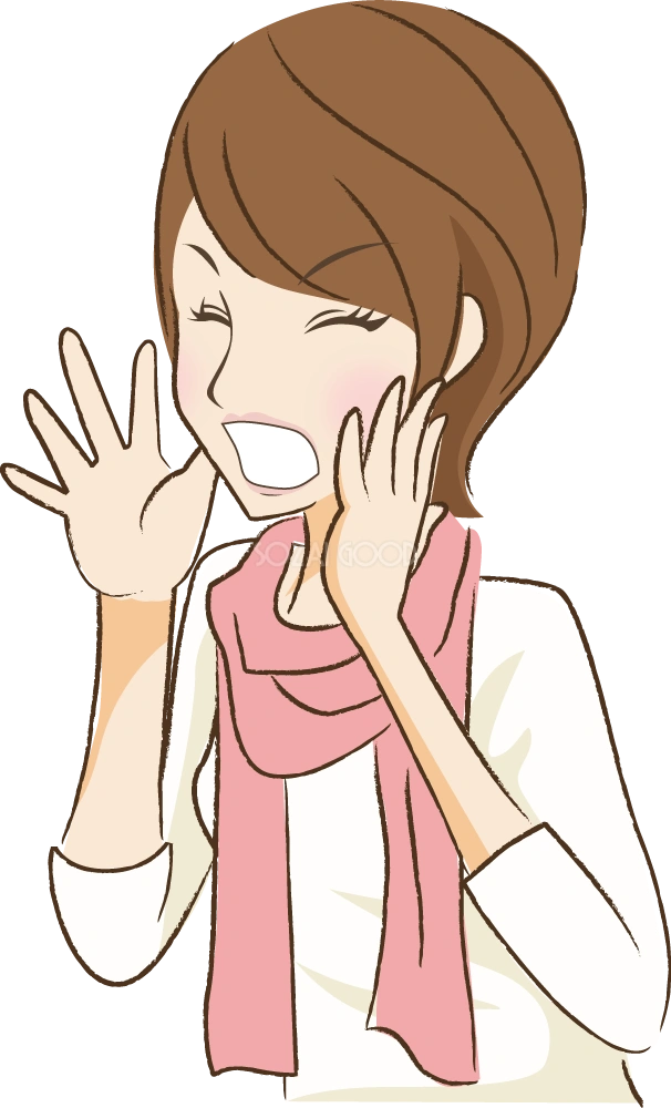 叫ぶ女性 無料イラスト
