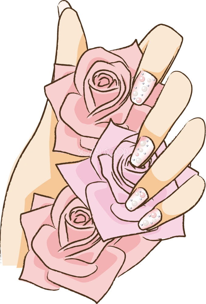 ネイルと薔薇 無料イラスト