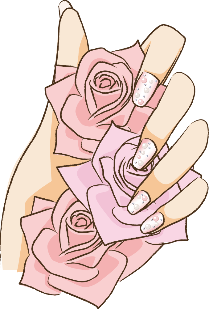 ネイルと薔薇 無料イラストに写真・文字を入れる