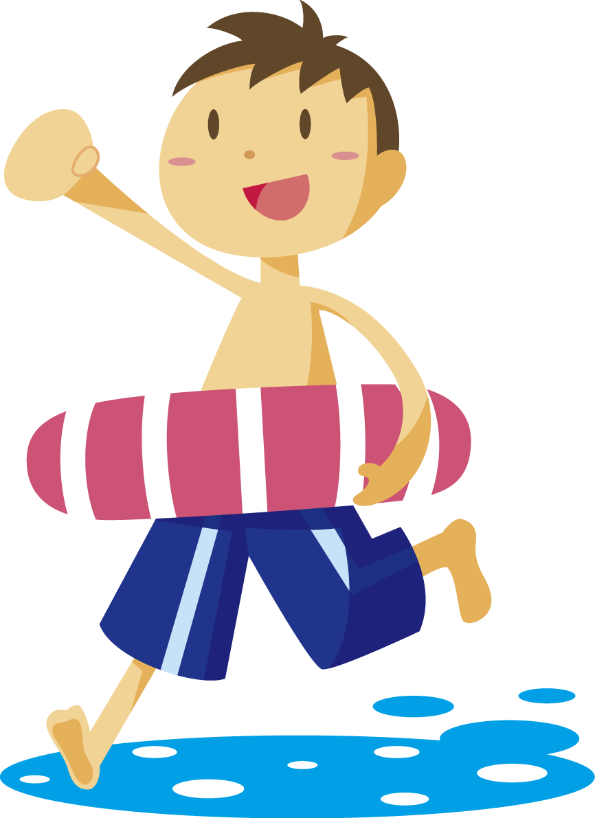 浮き輪を持つかわいい男の子 夏の無料イラスト32020に写真・文字を入れる
