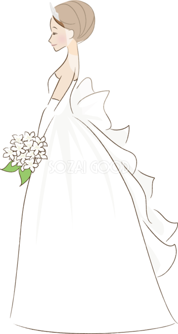 結婚式のイラスト「ウェディングドレスの花嫁」 | かわいいフリー素材集 いらすとや