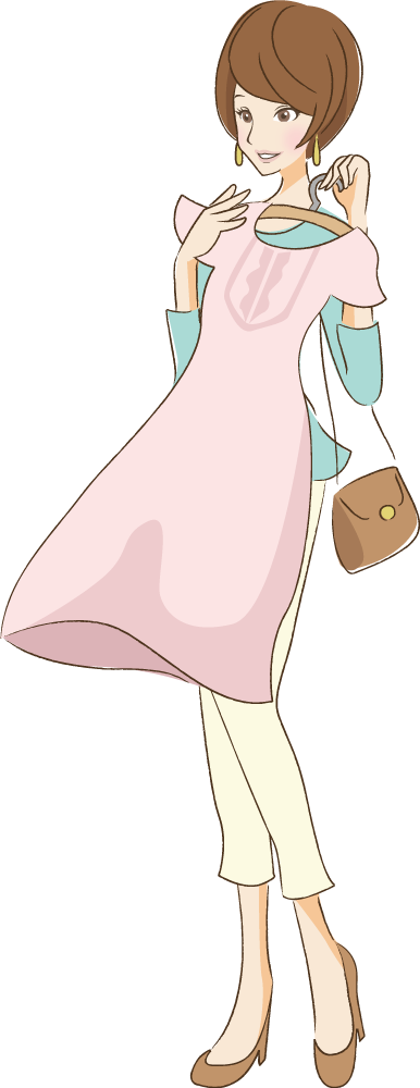 ショッピングで洋服選びする女性 無料イラスト32909に写真・文字を入れる