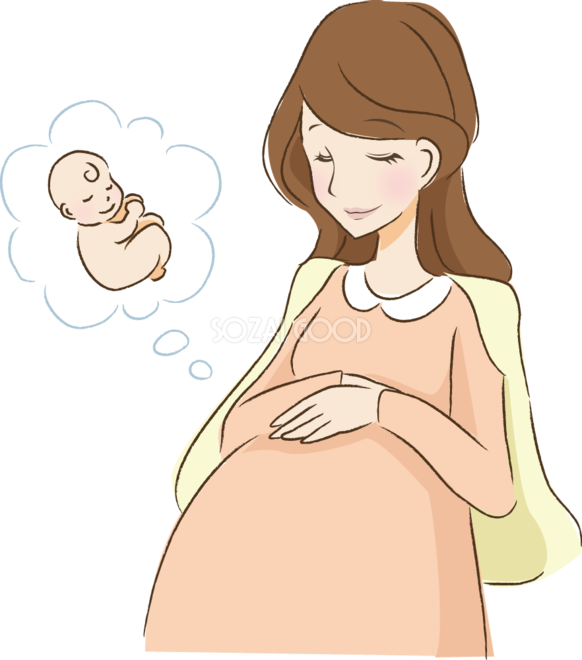 生まれてくる赤ちゃんを想像する妊婦さん 無料イラスト 素材good