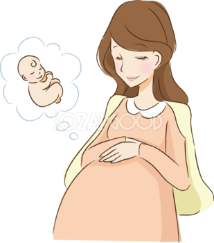 生まれてくる赤ちゃんを想像する妊婦さん 無料イラスト32917