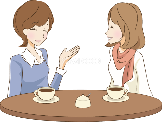 女性二人でカフェ 無料イラスト32925 素材good