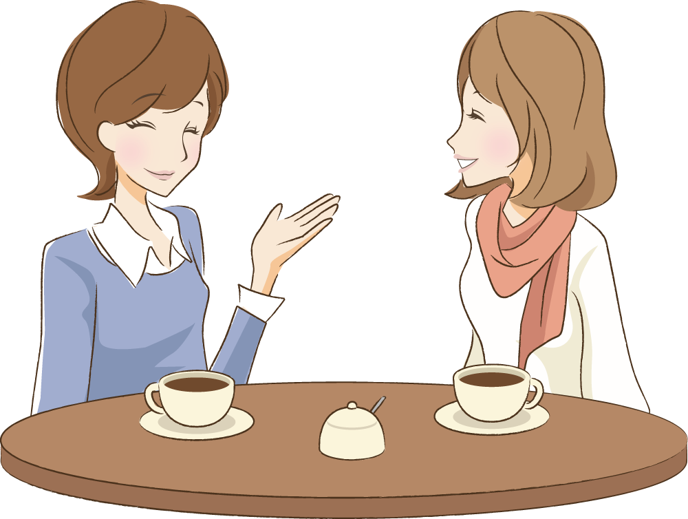 女性二人でカフェ 無料イラスト32925に写真・文字を入れる