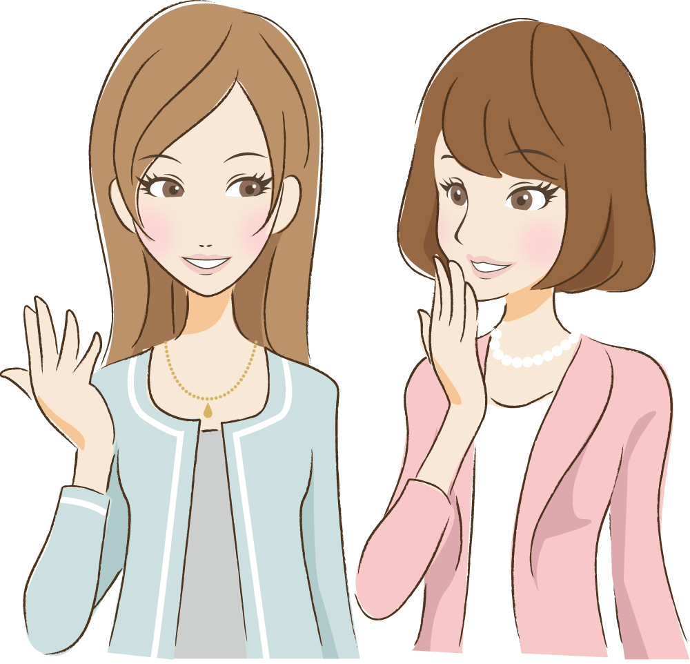 楽しそうに会話する女性二人 無料イラスト32961に写真・文字を入れる