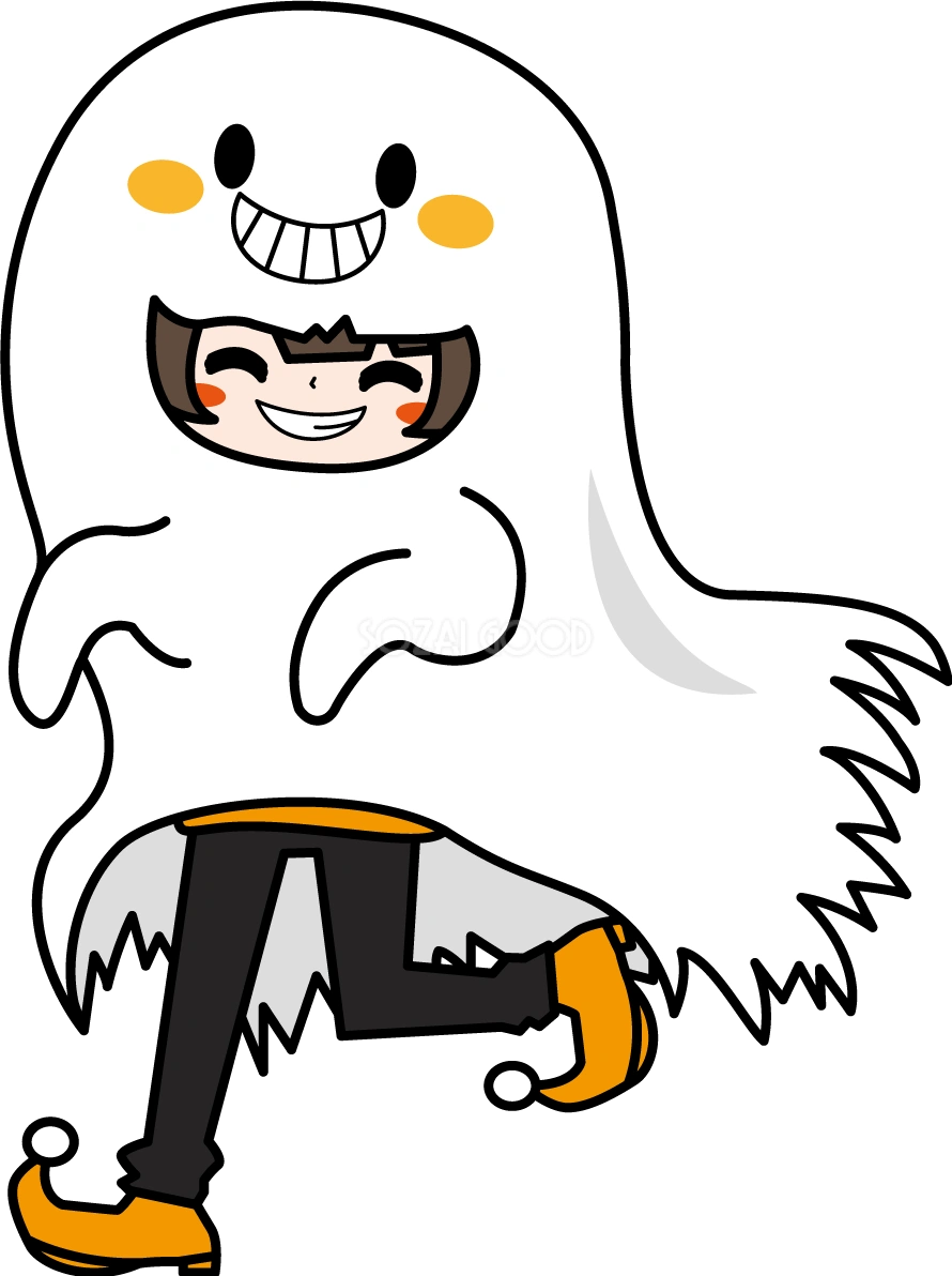 ハロウィンコスプレ（おばけ） 秋の無料イラスト32993 | 素材Good