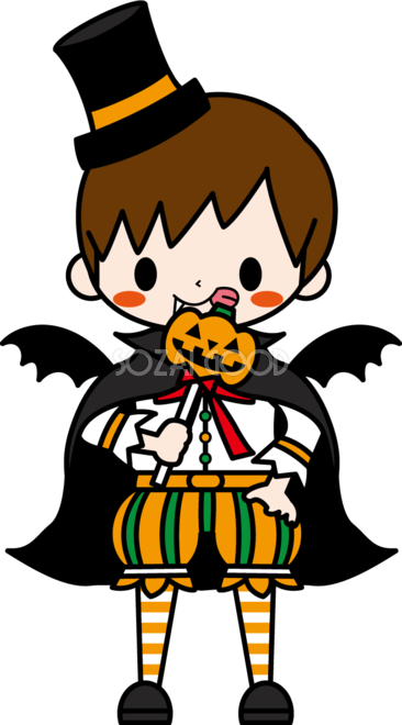 かわいいハロウィンで仮装した男の子かぼちゃキャンディー 秋の無料