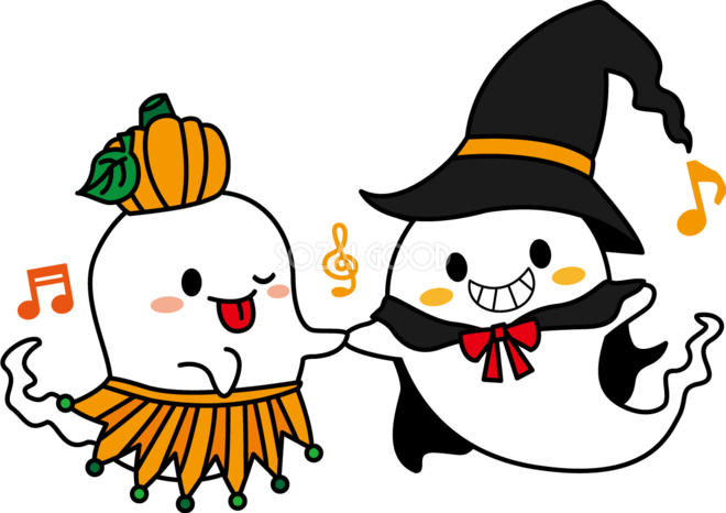 かわいいハロウィンのおばけ 幽霊 が踊る 秋の無料イラスト 素材good