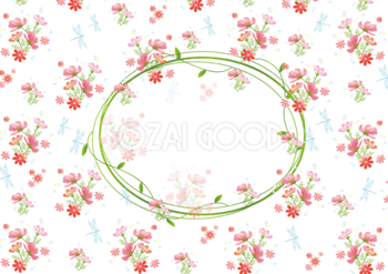 秋 コスモス 秋桜 トンボ おしゃれフレーム枠無料イラスト 素材good