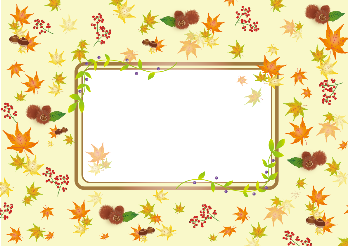 秋（紅葉・栗） おしゃれ表紙フレーム枠無料イラスト33239に写真・文字を入れる