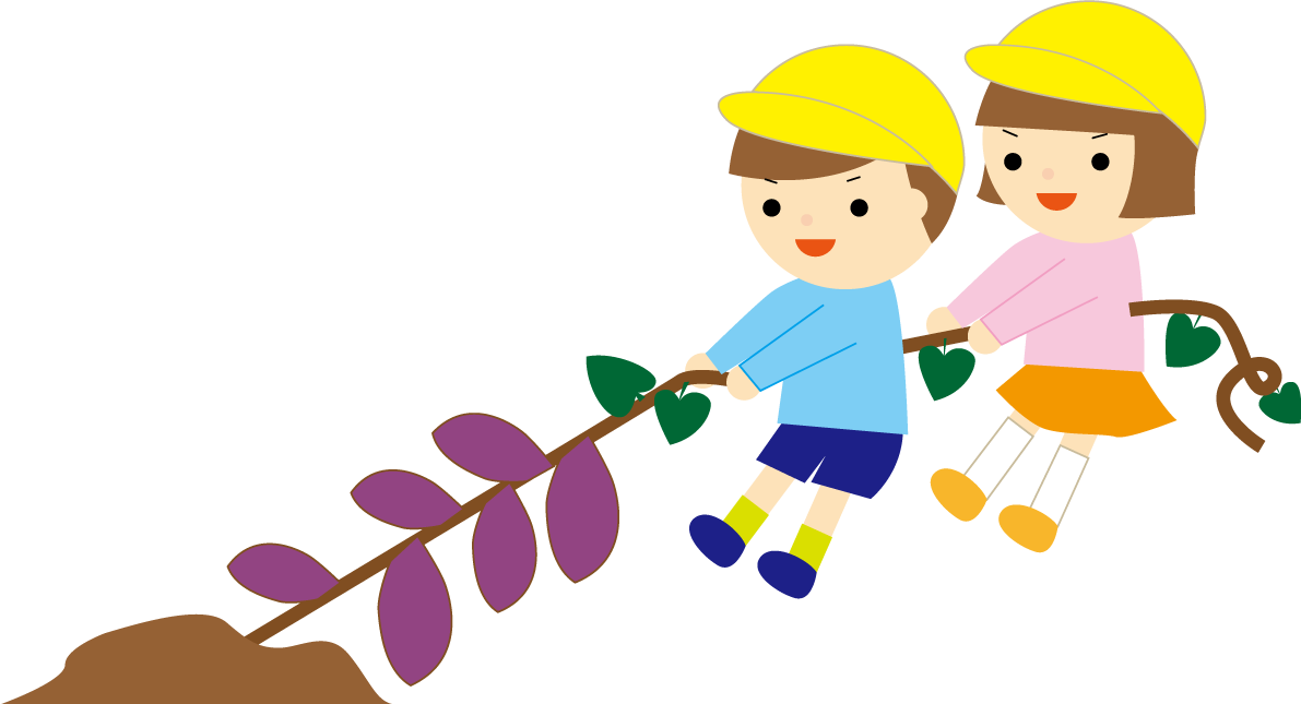 幼稚園児が一生懸命芋掘りをしている 秋の無料イラスト33480に写真・文字を入れる