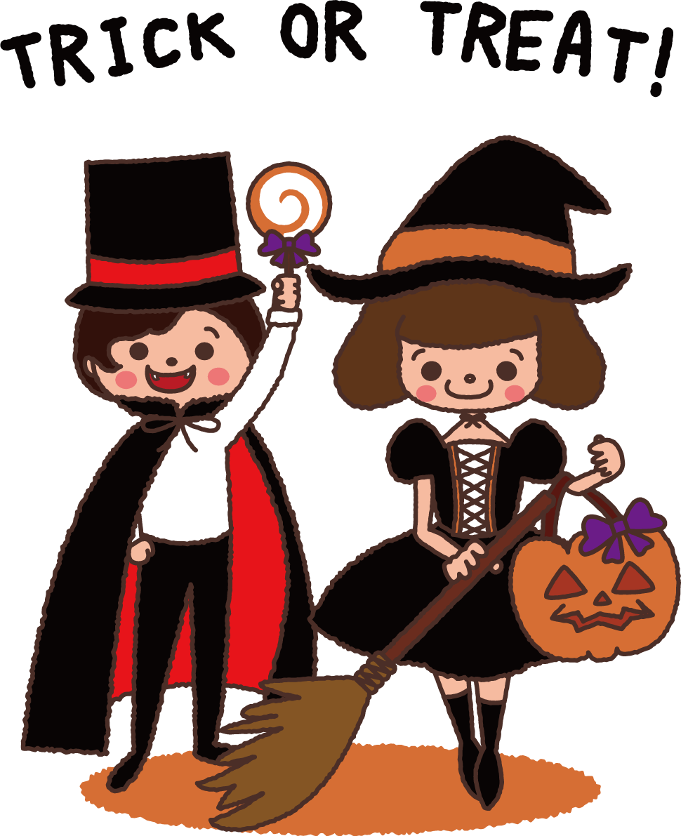 かわいいハロウィン男の子&女の子 秋の無料イラスト33492に写真・文字を入れる