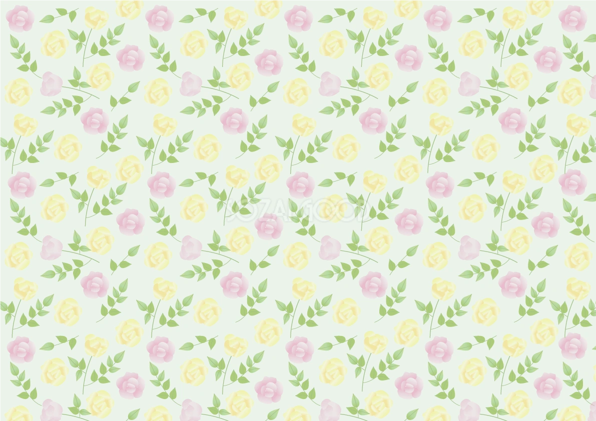 薔薇のピンクと黄色の花で埋め尽くされた柄の背景イラスト33938