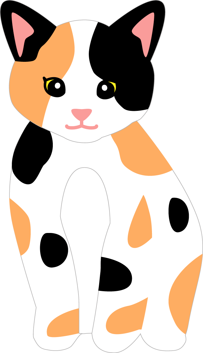 お洒落な猫イラスト「三毛猫」 無料 フリー34570に写真・文字を入れる