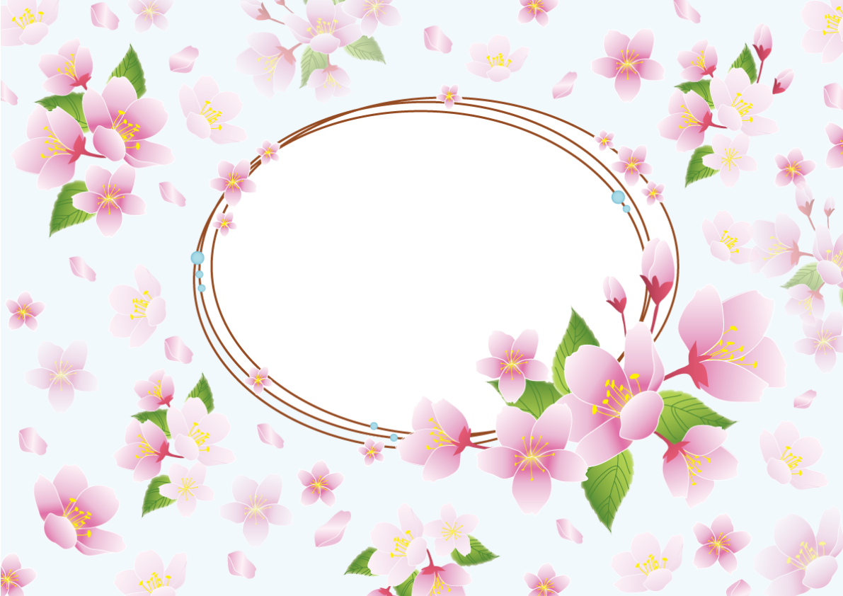 春の背景フレームイラスト素材「春（桜）」無料 フリー34603に写真・文字を入れる