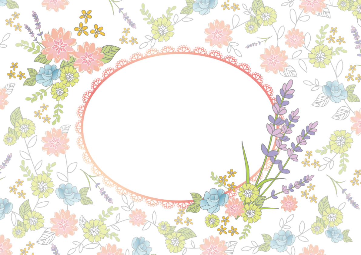 背景フレームイラスト素材「いろんなお花」無料 フリー34611に写真・文字を入れる
