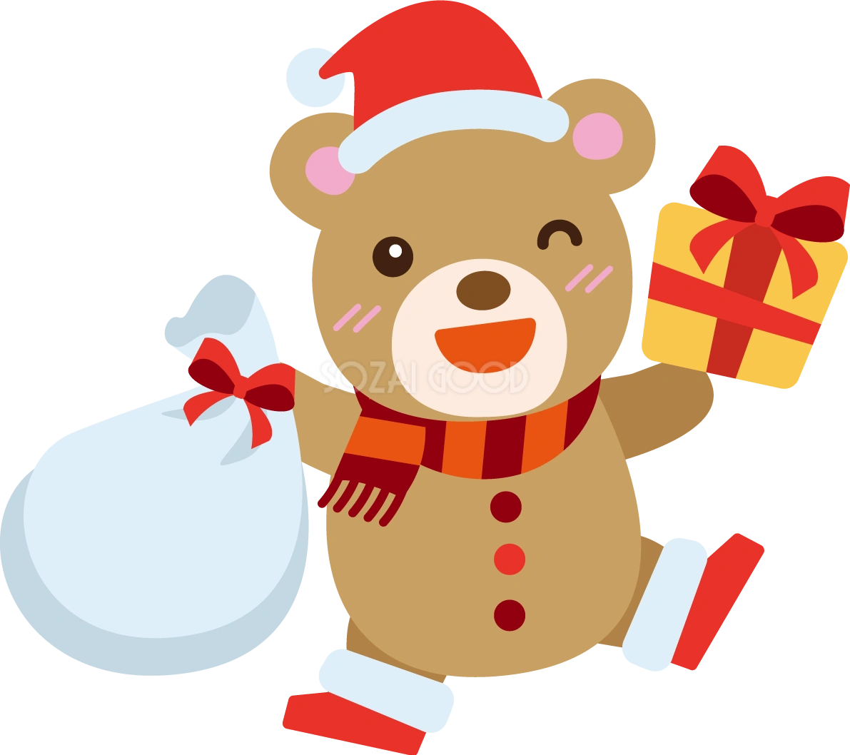 冬 かわいいイラスト 無料 フリー「クマのサンタクロース」34723