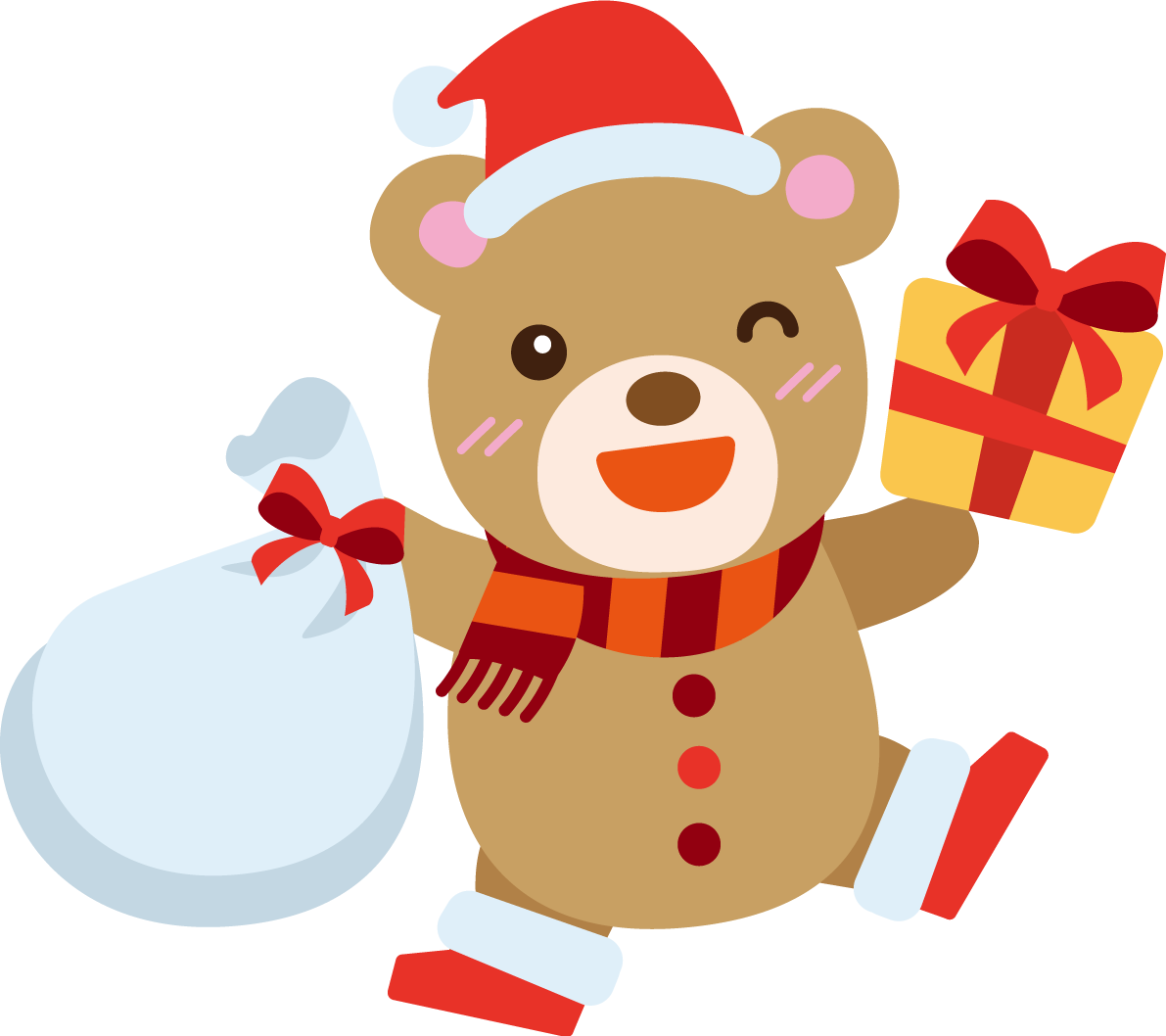 冬 かわいいイラスト 無料 フリー「クマのサンタクロース」34723に写真・文字を入れる